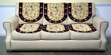 Nendle Velvet Digital Print 5 Seater Sofa Cover Set for Living Room (Multicolour, 6 Pieces)